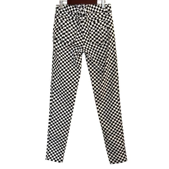 Tripp NYC Daang Goodman Size 1/25 Checkerboard Black & White T Back Skinny Pants - Picture 3 of 11